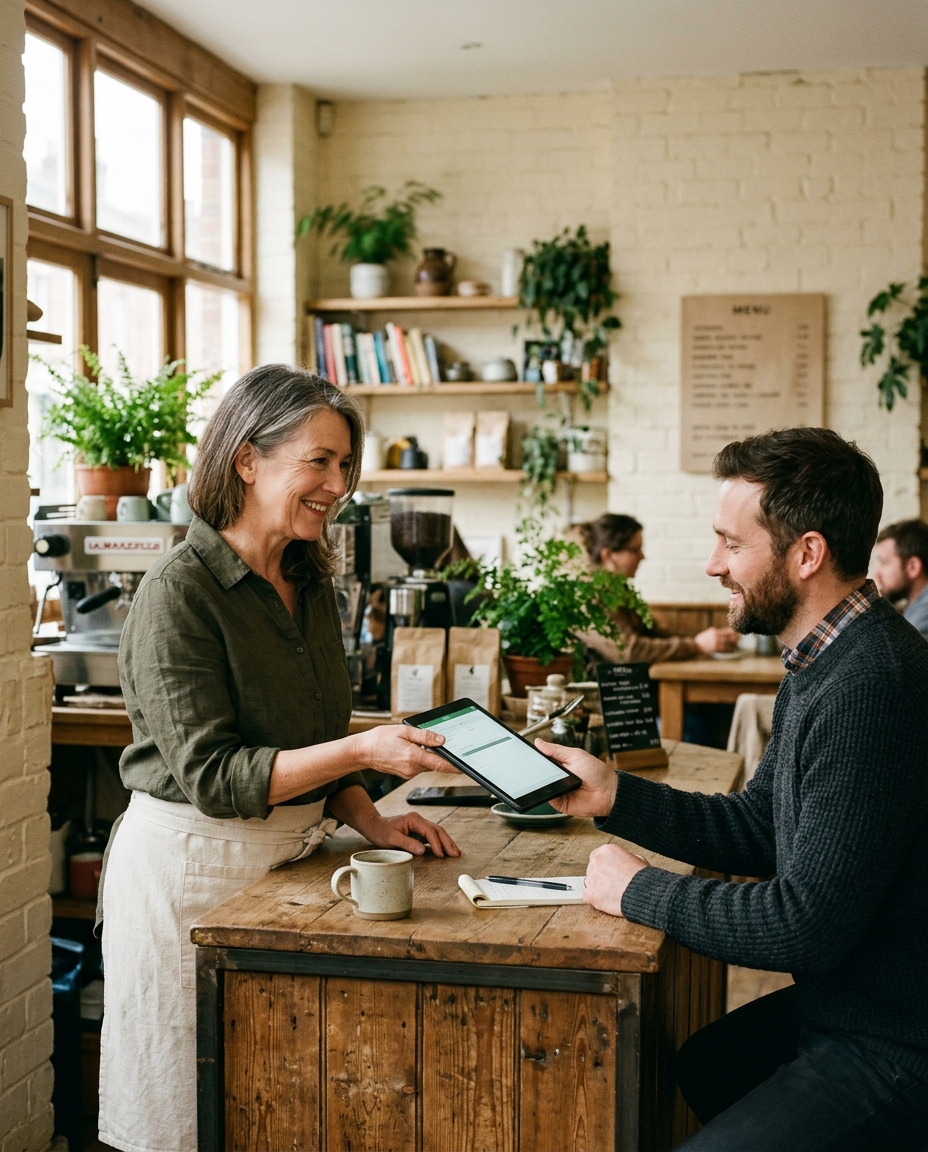 Bookkeeper meeting with a new small business client